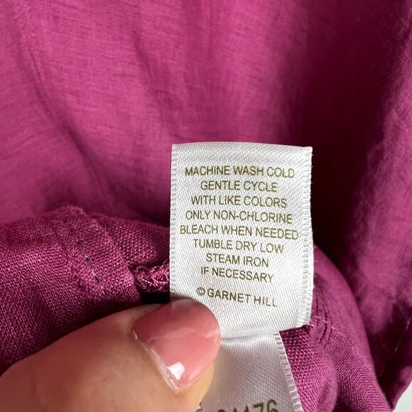 Garnet Hill Woman size‎ S 100% Linen Oversized Shift Dress Ruffle Tie Breathable - Picture 5 of 11